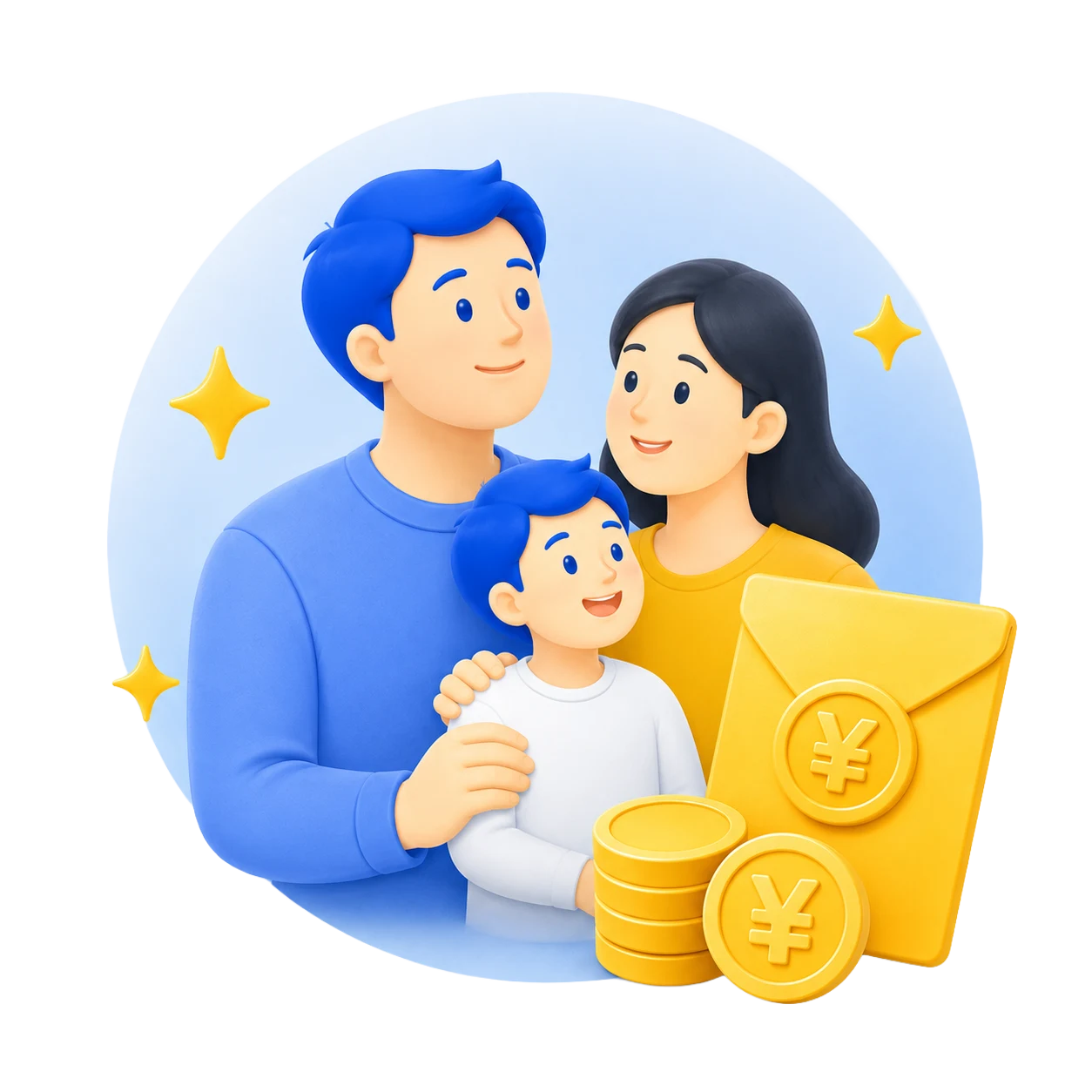 家族と家族手当を表すイラスト